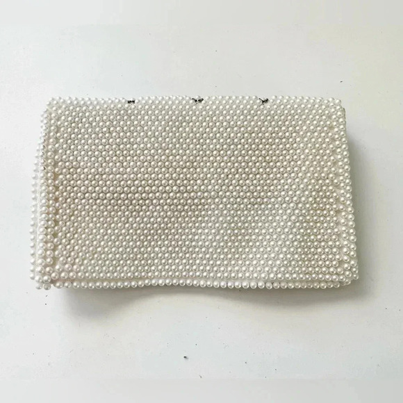 Vintage White Beaded Clutch Evening Bag Bridal Prom Purse Bags By Susan Japan - Picture 4 of 5